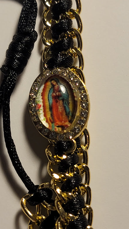 Black Bracelet Pulsera Negra Virgen de Guadalupe