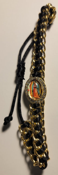 Black Bracelet Pulsera Negra Virgen de Guadalupe