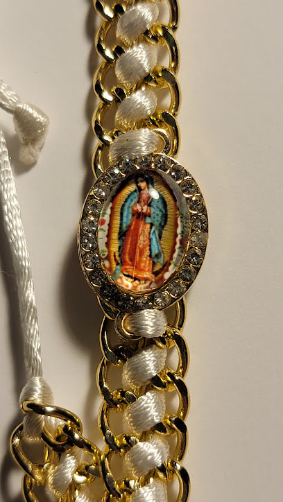 White Bracelet Pulsera Blanco Virgen de Guadalupe