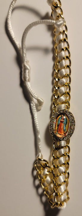 White Bracelet Pulsera Blanco Virgen de Guadalupe
